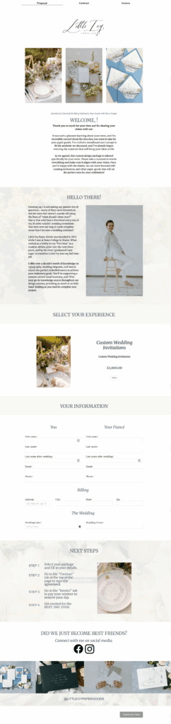 Custom Dubsado form design for stationery business
