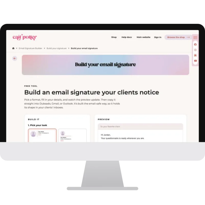 Email Signature Builder in MemberVault on a desktop screen